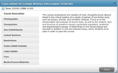 class details screenshot