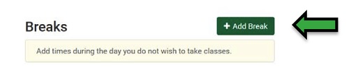 screenshot of Breaks option with arrow highlighting the Add Break button