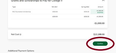 Awards offers screen with Confirm button circled