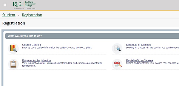 Screenshot of Banner Student Registration page